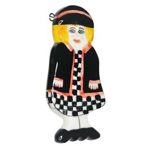 Vintage Signed Susan Paley Ganz Ceramic Hand Painted
Christine Lady Pin Brooch